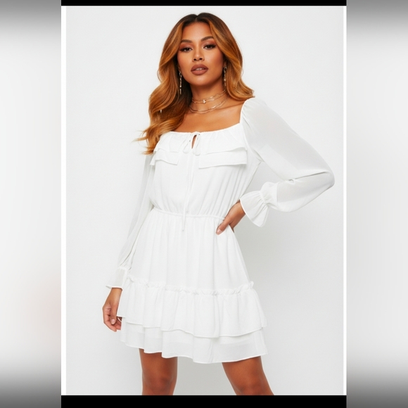 kirundo Dresses & Skirts - Kirundo elegant white long-sleeve Dress NWT Boho